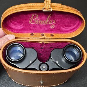 Vtg Binolux Binoculars 6x30 - 420ft  1,000yds. with Case & Compass